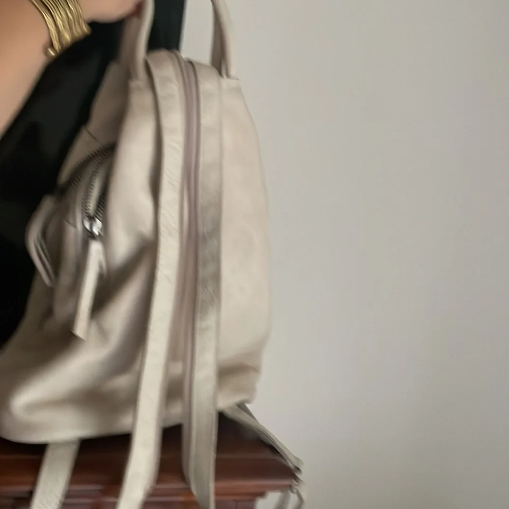 Free People Cream Leather Backpack
